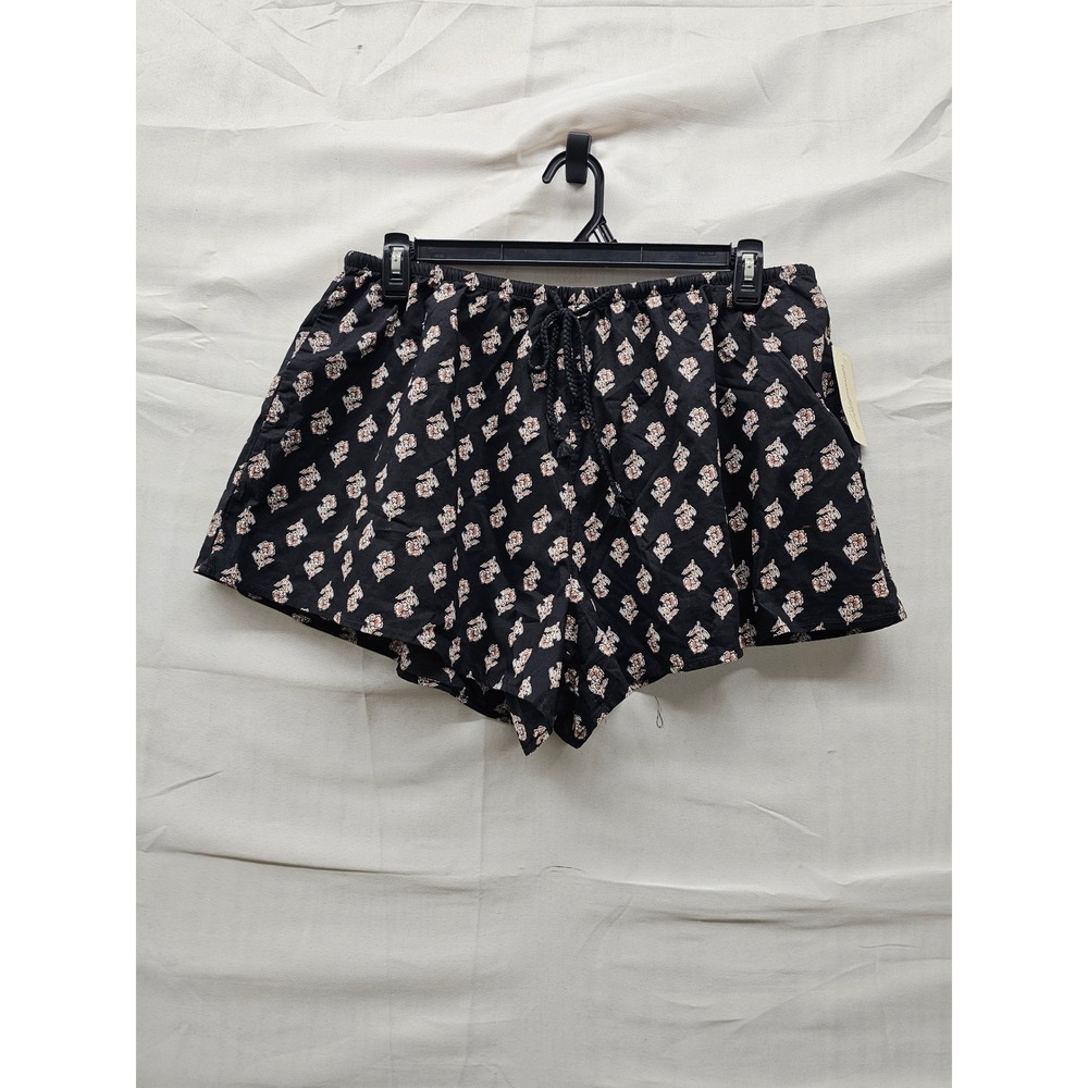 Universal Thread Womens Floral High Rise Shorts Black Cotton Size Large